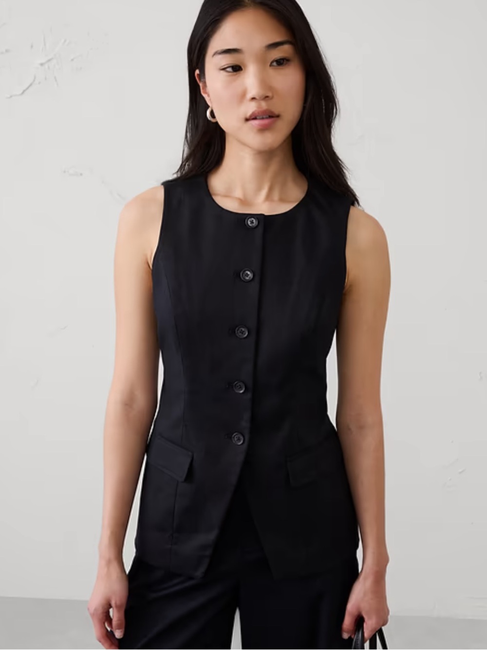 Banana Republic Black Sleeveless Button Vest